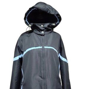 Gerry Jacket Hooded Black Blue Women's Jacket Size Medium Great for Winter !!